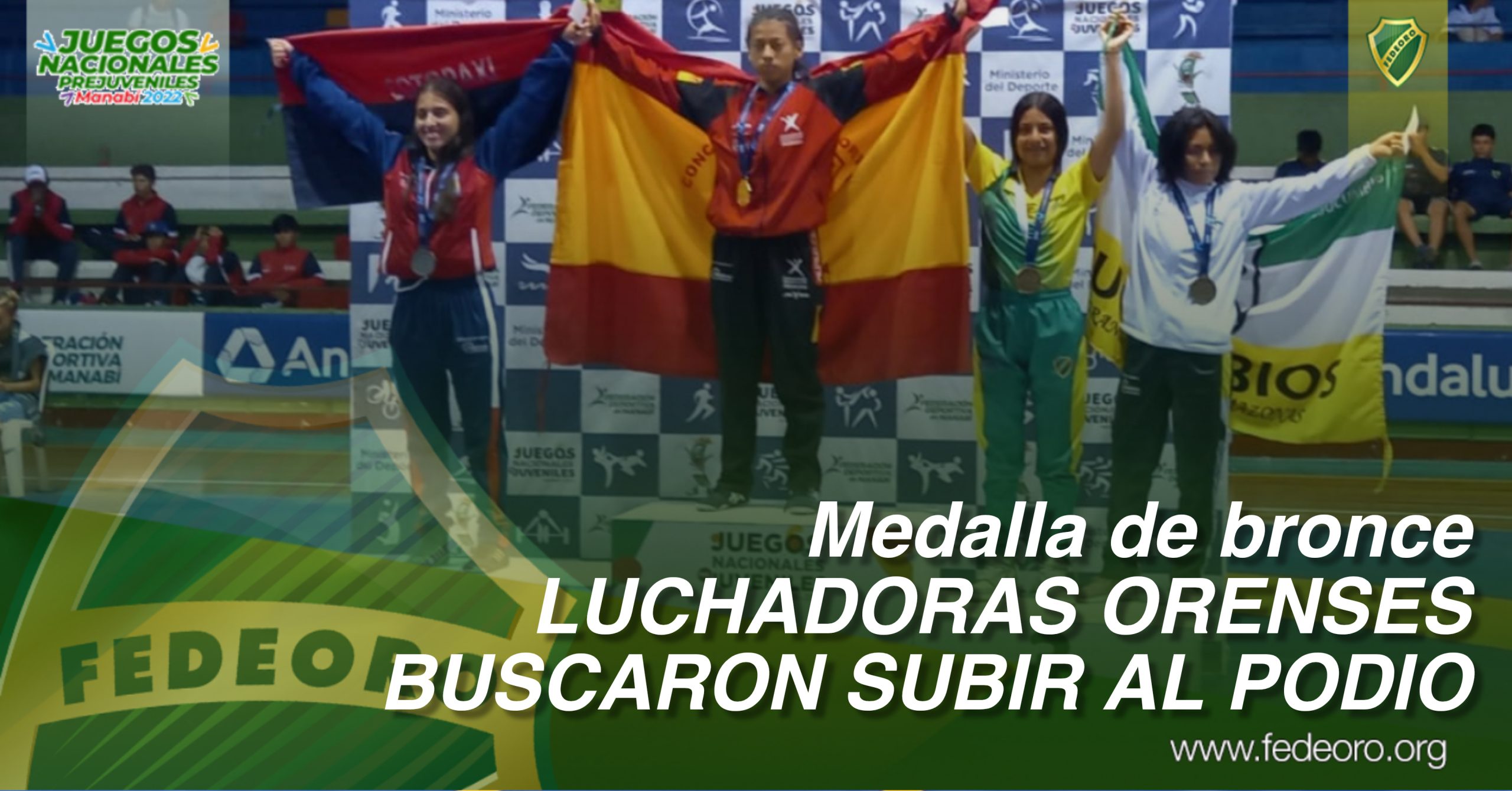 Medalla de bronce<br>LUCHADORAS ORENSES BUSCARON SUBIR AL PODIO