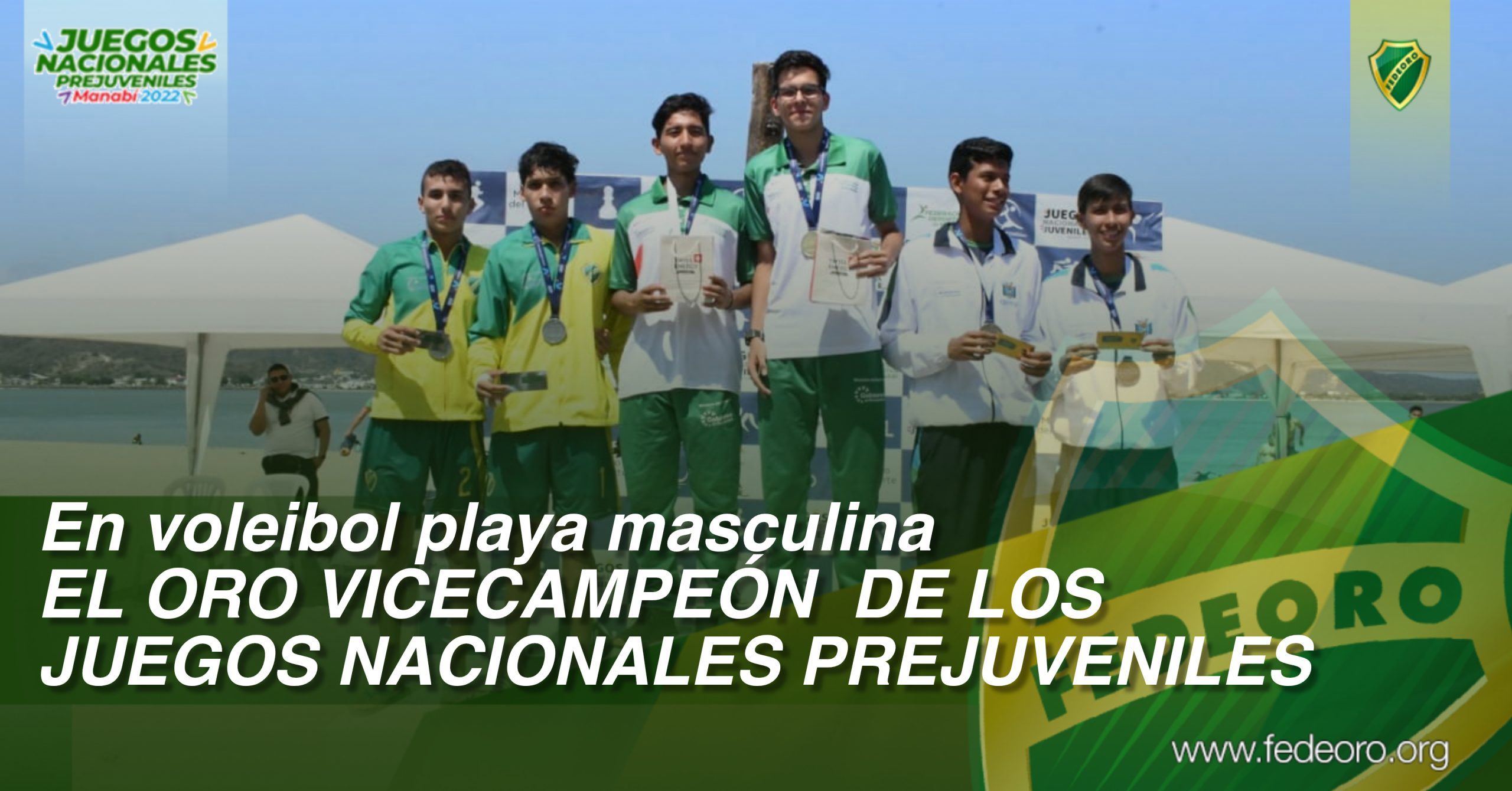 En voleibol playa masculina<br>EL ORO VICECAMPEÓN  DE LOS JUEGOS NACIONALES PREJUVENILES